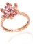 Gümüş Rose Pembe Taşlı Lotus Çiçeği Kadın Yüzük 2