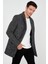 Slim Fit Tek Yırtmaçlı Düğmeli Dik Yaka Kaşe Kaban Erkek Kaban 5840110 2