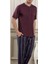 Pelinerkek Kısa Kollu Pijama TAKIMI-2713-BORDO 1