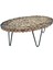 Orta Sehpa Oval Kütük Ağaç Dalı Kesme Metal Çelik Ayak Yeni Trend Üstü Camlı Natüre Renk El Yapı 1