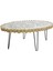 Orta Sehpa Oval Kütük Ağaç Dalı Kesme Metal Çelik Ayak Yeni Trend Üstü Camlı Natüre Renk El Yapı 4