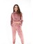 Önü Fermuarlı Kadife Eşofman Takım - Pudra 1