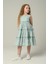 3-8 Yaş New Arina Girls Kız Çocuk Askılı Desenli Elbise -Mint 2