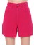 Kadın Beli Lastikli Fuşy Renk Kot Şort 5