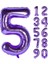 5 Beş Rakam Mor Folyo Balon 32"-34" Inc 80 cm 1