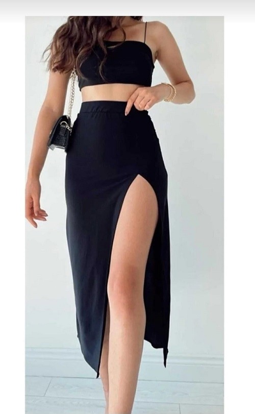 Moda Tekcan Yırtmaçlı Büyük Beden Etek görsel 2
