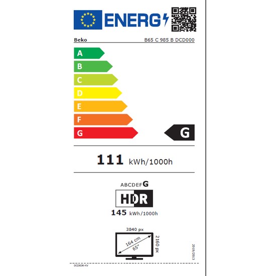 Beko B65 C 985 B 65" 165 Ekran Uydu Alıcılı 4K Ultra HD Fiyatı