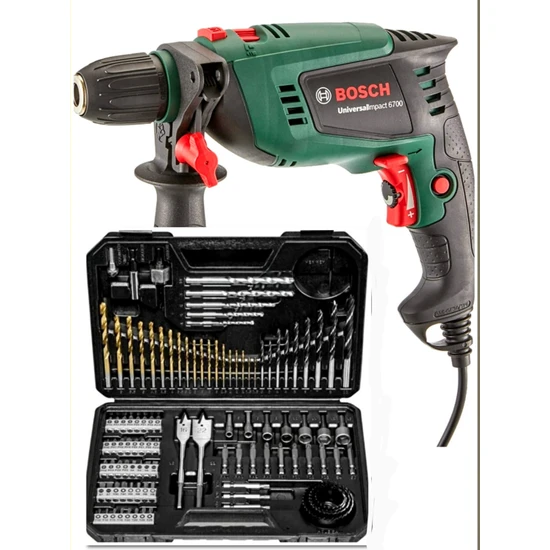 Bosch 6700 Darbeli Matkap Vidalama ve Bosch 103 Parça Uç Seti