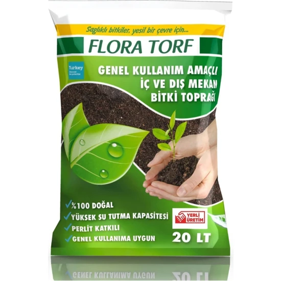 Flora Torf Özel Karışımlı Perlit Katkılı 20 Litre Iç Dış Mekan Bitki Yetiştirme Toprağı