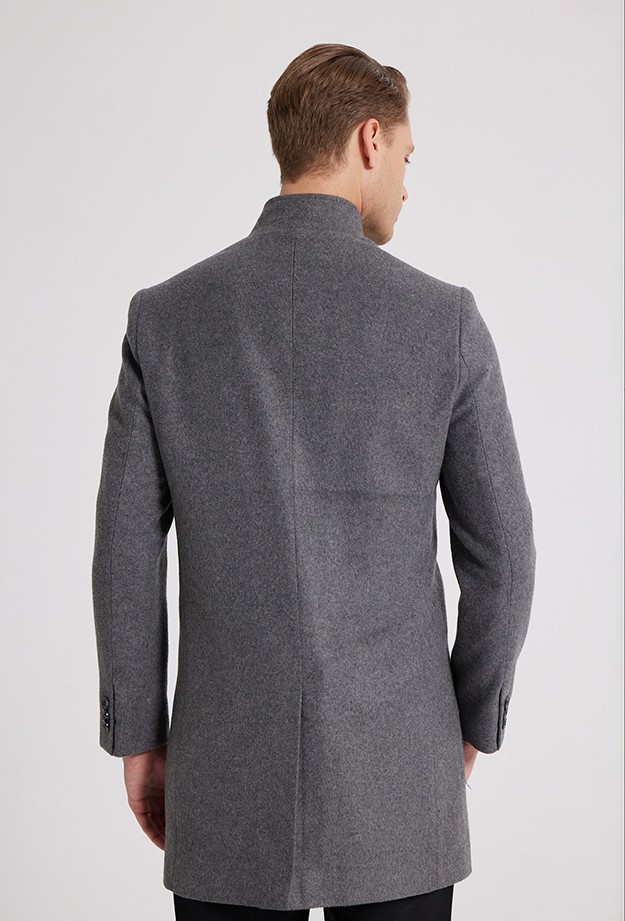 D'S Damat Regular Fit Antrasit Hakim Yaka Kaşe Kaban 5HF08ORT10002 görsel 3