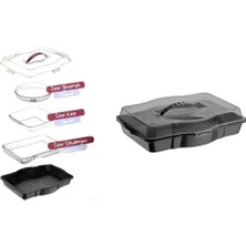 Bursev Dikdörtgen Pasta ve Börek 59044 Borcam Saklama ve Taşıma Kabı Seti