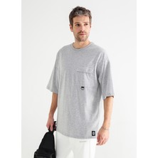 Black On Black Bisiklet Yaka Düz Gri Melanj Erkek T-Shirt E-Zolefal10