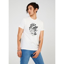 The Crow Bisiklet Yaka Baskılı Beyaz Erkek T-Shirt TC711110