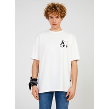 The Crow Bisiklet Yaka Baskılı Beyaz Erkek T-Shirt TC901410