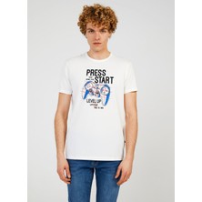 The Crow Bisiklet Yaka Baskılı Beyaz Erkek T-Shirt TC712310