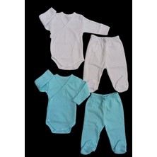 Özdemirli Bebe 2 Li Takım Uzun Kollu Kendinden Eldiven Çıtçıtlı Kruvaze Badi ve Patikli Alt10