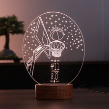By Lamp Basketbol Potası Figürlü Dekoratif Hediye Led Masa Lambası | 7 Işık Rengi | Ahşap Taban