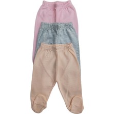 Bebedino Bebek Patikli Alt Hava Alır Kumaş Düz Renk (3 Lü Paket Gri-Somon-Pembe)10