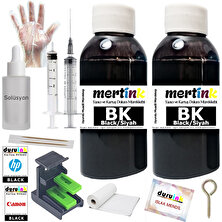 Mertink Canon E414/E404/E484/E474 Yazıcı Uyumlu Kartuş Dolum Seti 2X100ML Siyah Mürekkep