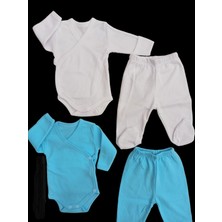 Özdemirli Bebe 2 Li Takım Uzun Kollu Kendinden Eldiven Çıtçıtlı Kruvaze Badi ve Patikli Alt10