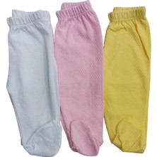 Bebedino Bebek Patikli Alt Hava Alır Kumaş Düz Renk (3 Lü Paket Beyaz-Sarı-Pembe)