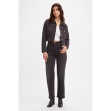 Ribcage Straight Ankle Kadın Jean Pantolon - Black Rinse