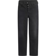 Ribcage Straight Ankle Kadın Jean Pantolon - Black Rinse