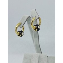Eke Butik Çelik Siyah Mineli Halka Küpe