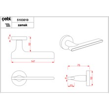 Çebi Kapı Kolu Modern A5103 Mıra MP02 WC KAPI KOLU