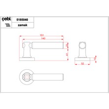 Çebi Kapı Kolu Knurling A5185 MP24 MP24 Troy Çzg. ODA KAPI KOLU