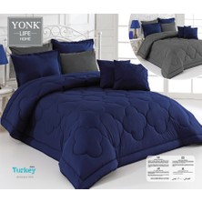 Zarif Home Doğal Ranforce Çift Kişilik Uyku Seti Pamuk ve Polyester Kumaş 200 x 220 cm Lacivert-Gri