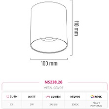 Nevo Sıva Üstü Tavan Armatürü Siyah Portakal 5W 3000K Gün Işığı NS238