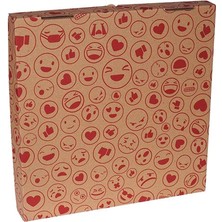 24 cm Emoji Baskılı Pizza Kutusu (24X24X4) - 100 Adet