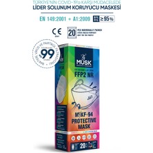 Musk KF94 Kore Tipi Ffp2 Maske Mix Colorful Kutusu 20 Adet