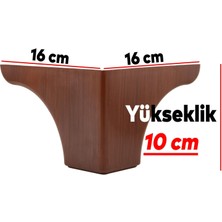 Badem10 Rose Lüks Mobilya Kanepe Sehpa Puf Koltuk Ayağı 10 cm Kahverengi Ahşap Desenli Baza Ayakları