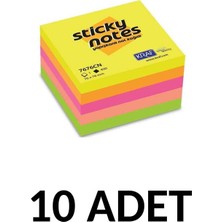 Kraf 10 Paket Yapışkanlı Not Kağıdı Küp 76X76 400YP Neon