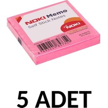 Noki 5 Adet  Postit 75MM X75MM  Yapışkanlı Kağıt 80 Yaprak Pembe