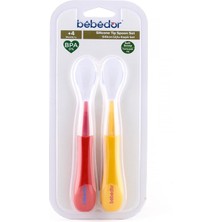 Bebedor 2 Li Silikon Uçlu Kaşık 4+ Ay Kırmızı