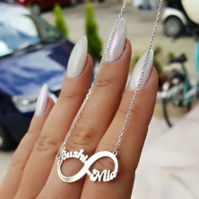 Nida Jewelry 925 Ayar Gümüş Sonsuzluk Çift Isim Kolye