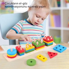 Oloey Çocuk Ahşap Geometrik Şekil Sütun Setleri Dört Sütun Seti Beş Sütun Seti Bulmaca Montessori Erken Eğitim Bilişsel Yapı Taşları Eşleşen Oyuncaklar (Yurt Dışından)