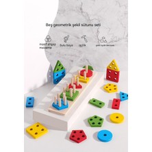 Oloey Çocuk Ahşap Geometrik Şekil Sütun Setleri Dört Sütun Seti Beş Sütun Seti Bulmaca Montessori Erken Eğitim Bilişsel Yapı Taşları Eşleşen Oyuncaklar (Yurt Dışından)
