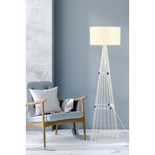 Begüsa Metal Gövdeli Beyaz Başlıklı Yukarı Işık Yönlü Enerji Tasarruflu Salon ve Oturma Odası Lambader Modeli