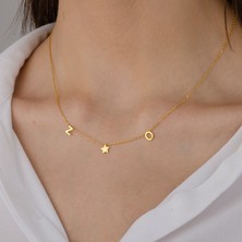 Nida Jewelry 925 Ayar Gümüş Çift Harf Yıldız Kolye