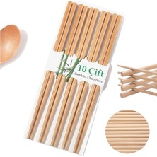 Neler Geldi Neler 10 Çift - 20 Adet Yıkanabilir Organik Bambu Çin Çubuk Uzakdoğu Çin Yemek Çubuğu Chopstick