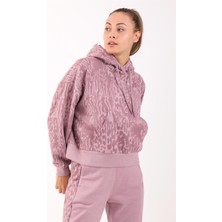 Maraton Oversize Kadın Kapüşonlu  Lila Sweatshirt