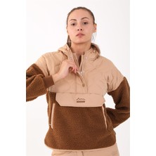 Maraton Comfort Kadın Kapüşonlu  Taba Sweatshirt