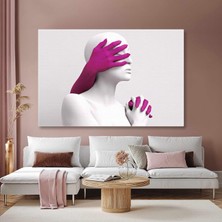 SML Tablo Gözleri Kapatan Pembe Eller Love Aşk Kanvas Tablo