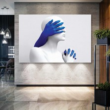 SML Tablo Gözleri Kapatan Mavi Eller Love Aşk Kanvas Tablo