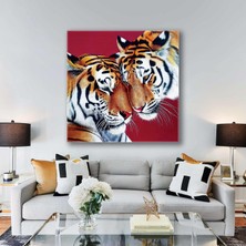 SML Tablo Iki Kaplan Dekoratif Hayvan Kanvas Tablo