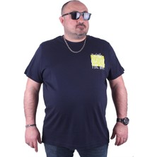 Moc Grande Büyük Beden Erkek Baskılı Tişört Outside 23137 Lacivert10